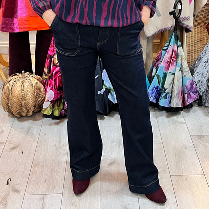 Florence Dark Denim Straight Leg Jeans Front Pockets