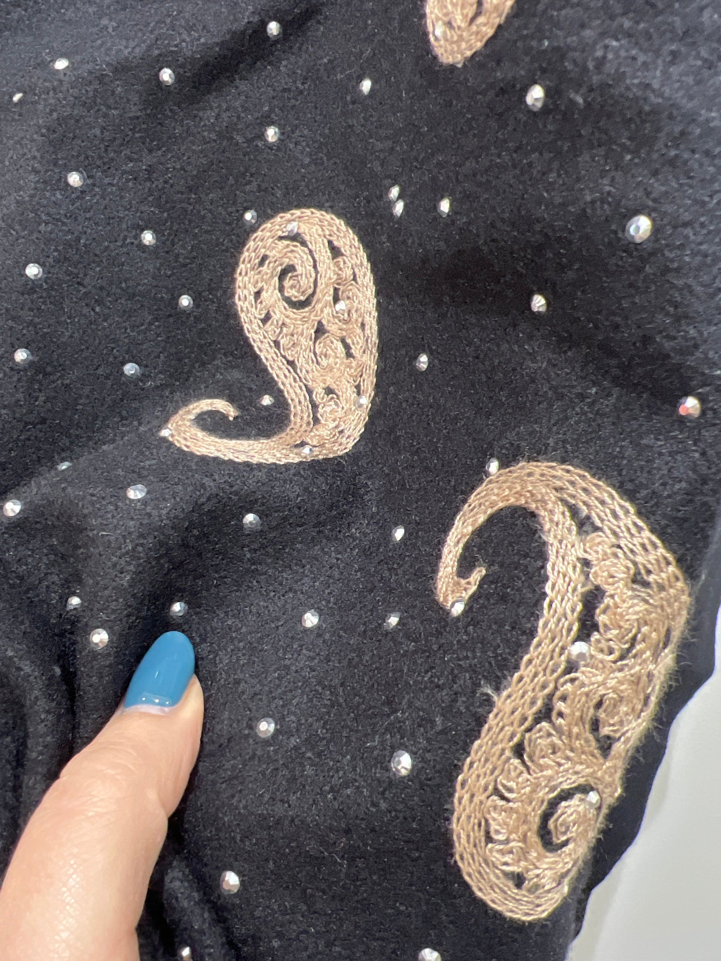 Black Pashmina Embroidered Design & Crystals