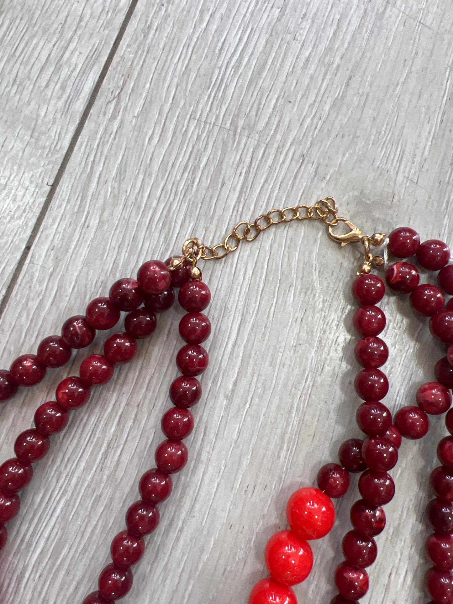 Wine & Coral Statement Beaded Necklace