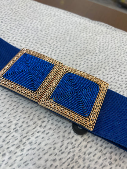 Cobalt Blue & Gold Stretch Belt