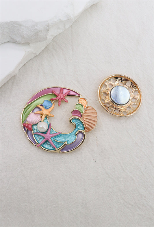 Magnetic Brooch Multicoloured Seashell