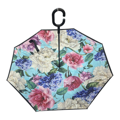 Upside Down Umbrella Mint Floral
