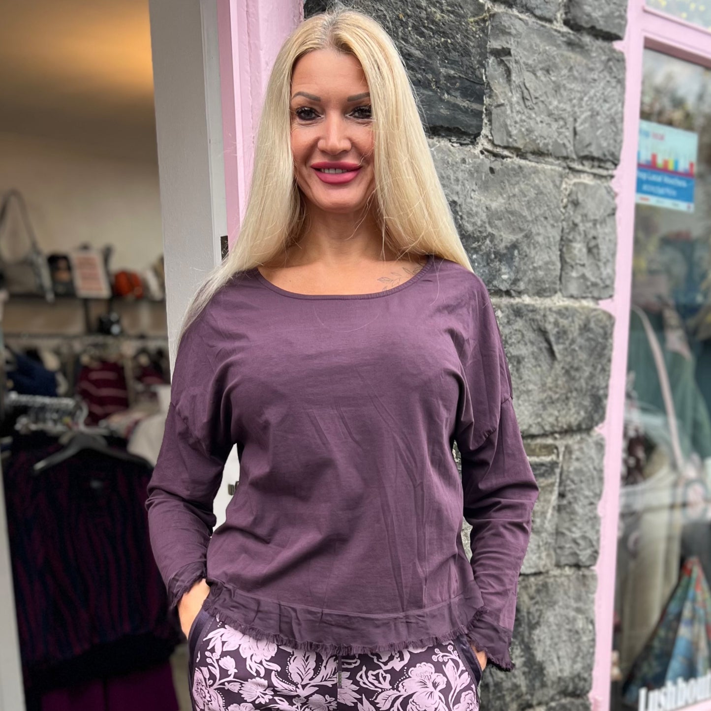 DECK Purple Top Button Back