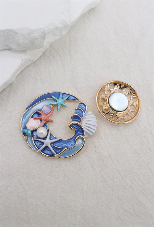Magnetic Brooch Blue SeaShell
