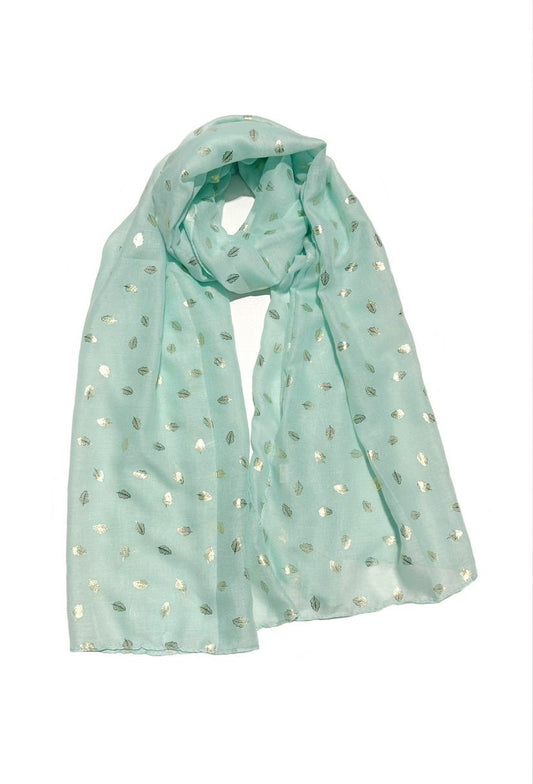 Lightweight Scarf Gold Metallic Leaves (6 Colours)