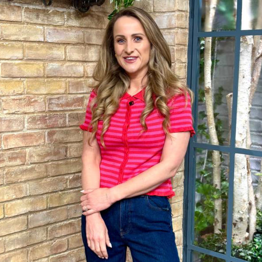 Justine Candy Stripe Top Pink & Red