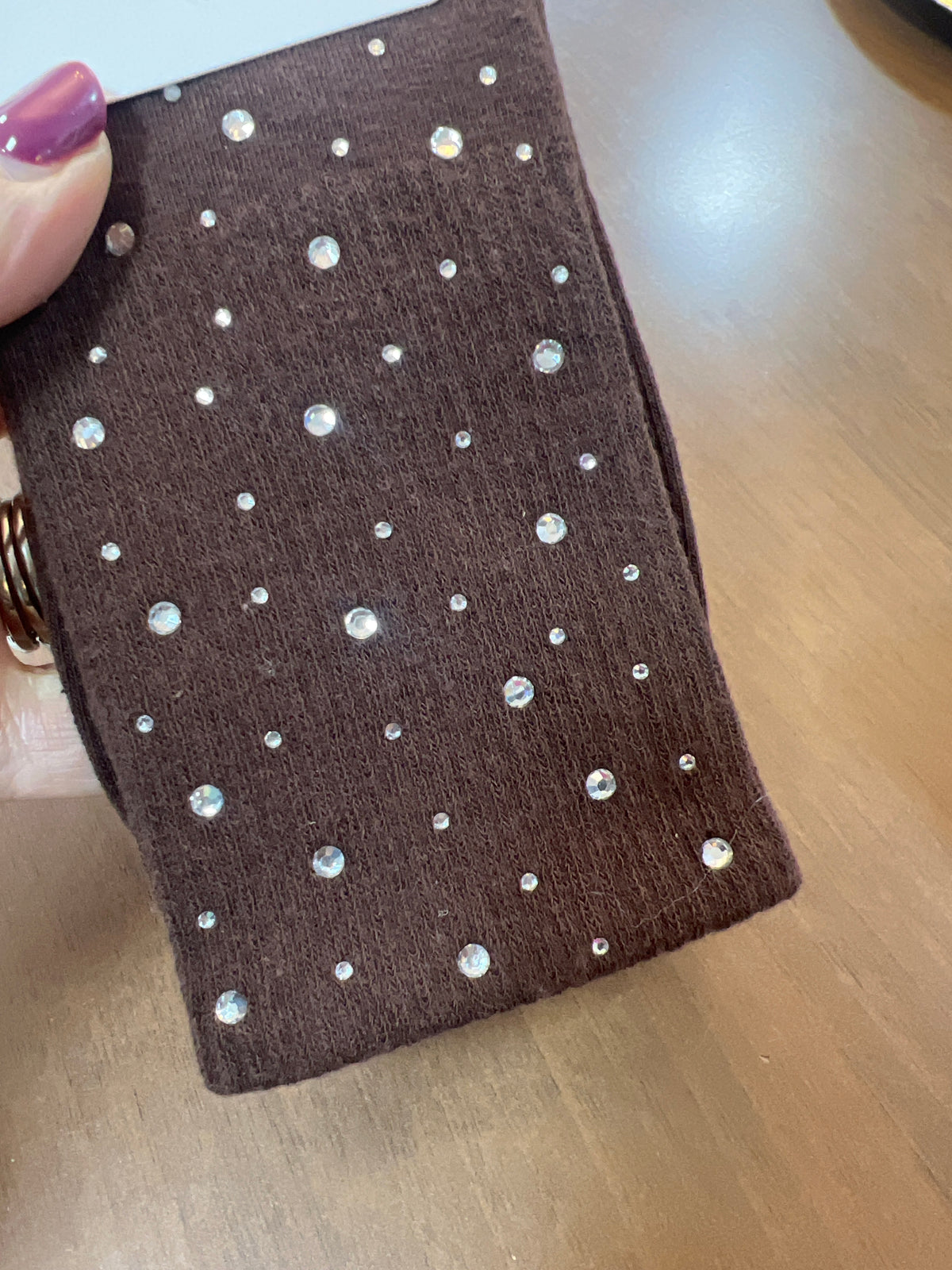 Brown Socks Crystal Detail