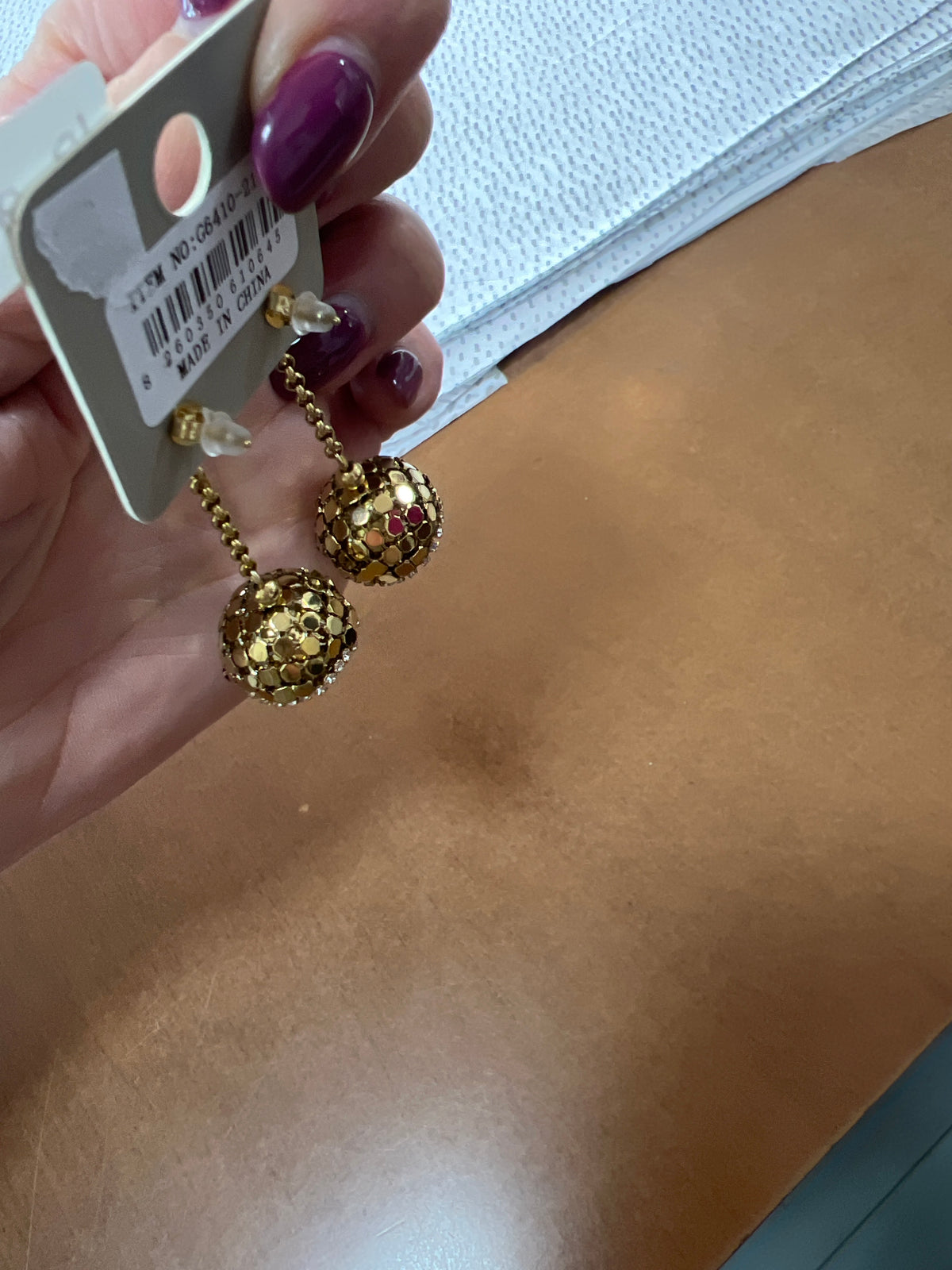 Gold Ball Drop Earrings