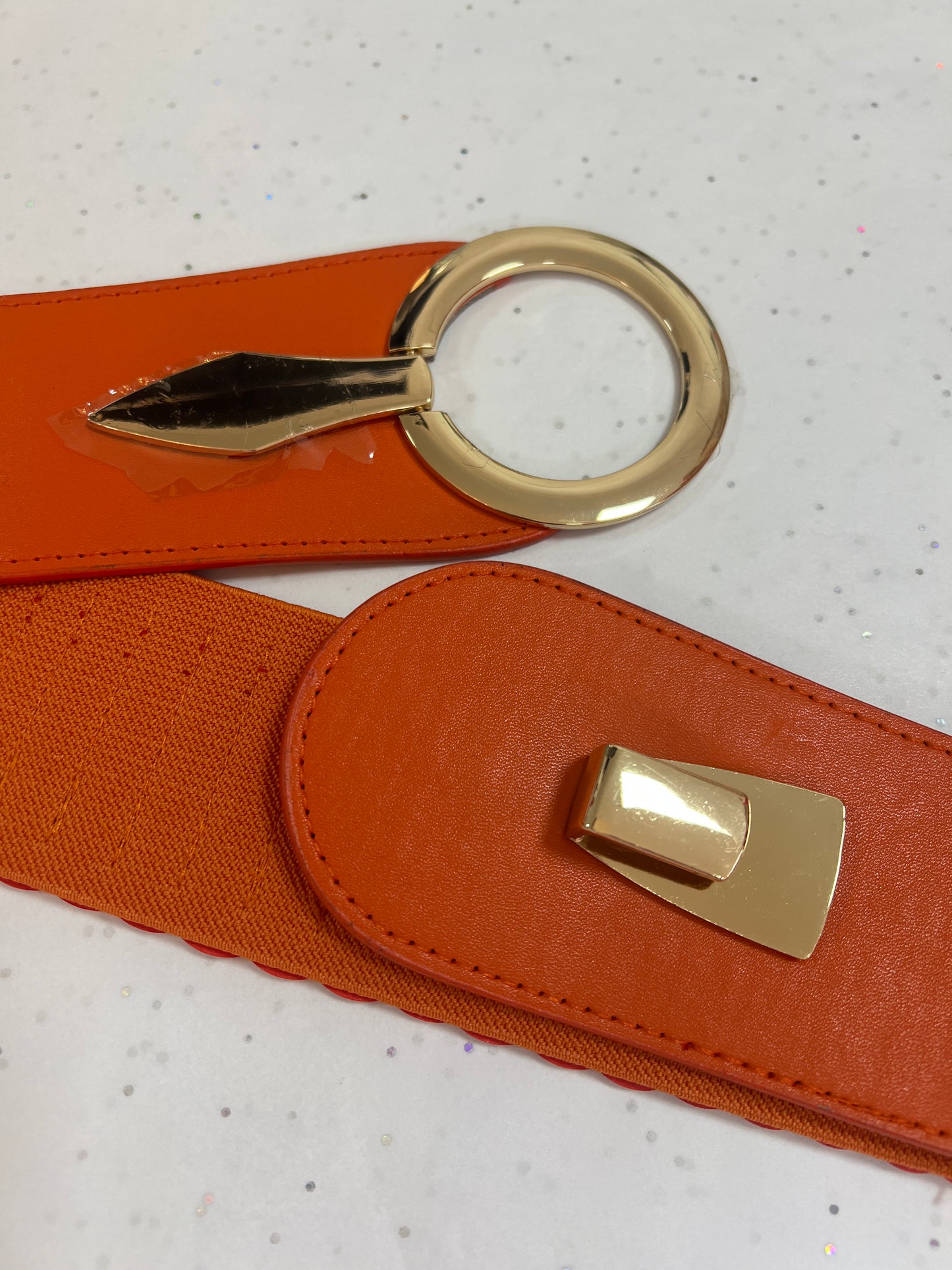 Stretch Waist Belt Orange & Gold