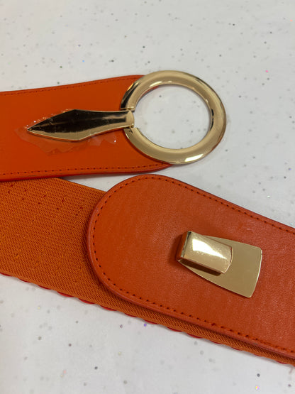 Stretch Waist Belt Orange & Gold