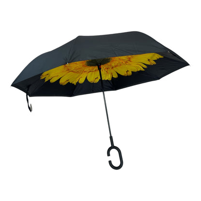 Upside Down Umbrella Sunflower & Black