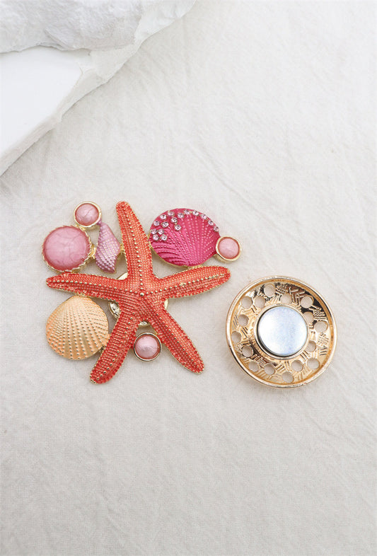 Magnetic Brooch Orange Starfish