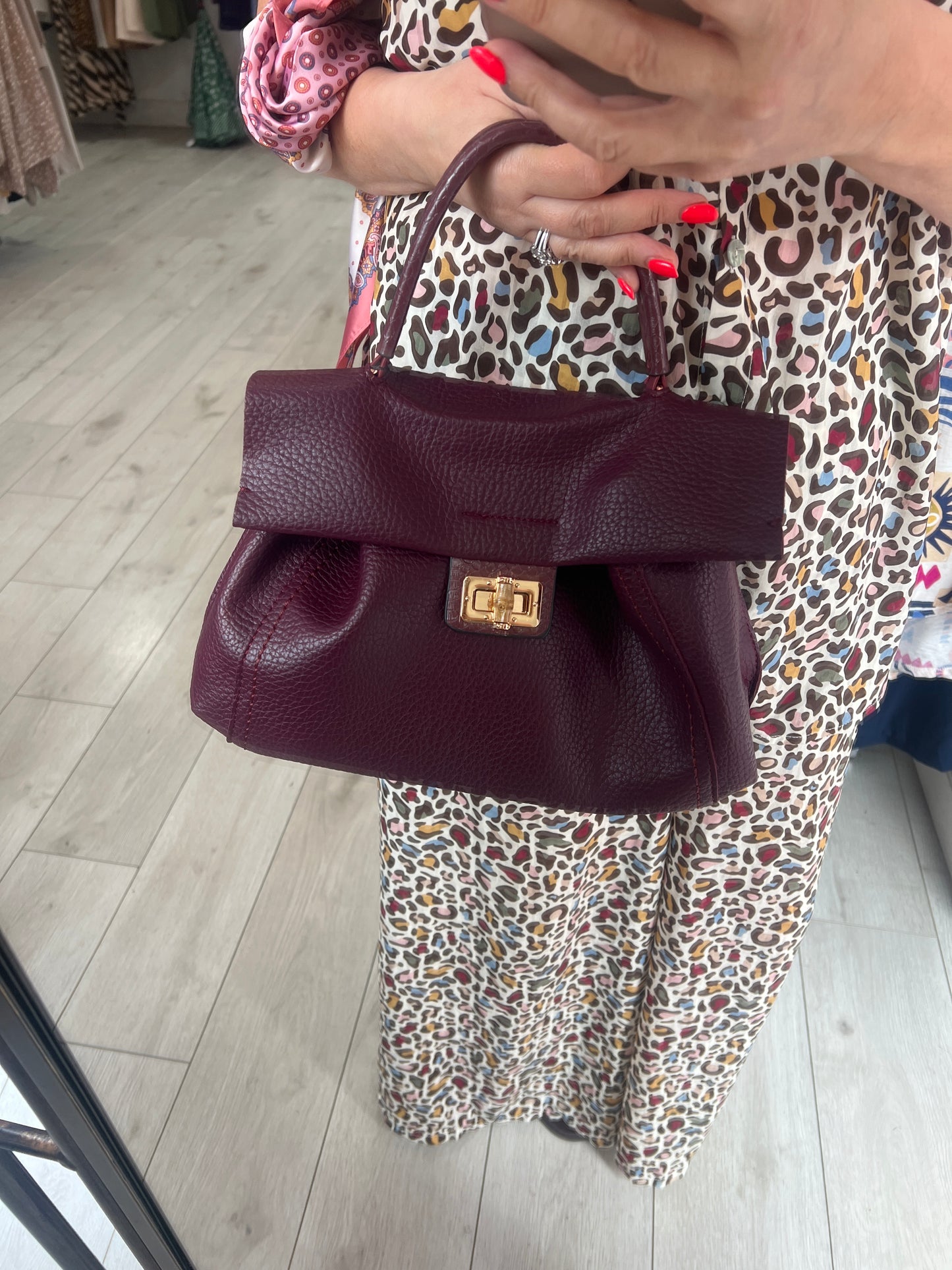 Plum Soft Leatherette Handbag/Crossbody