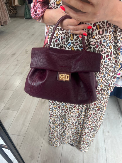 Plum Soft Leatherette Handbag/Crossbody