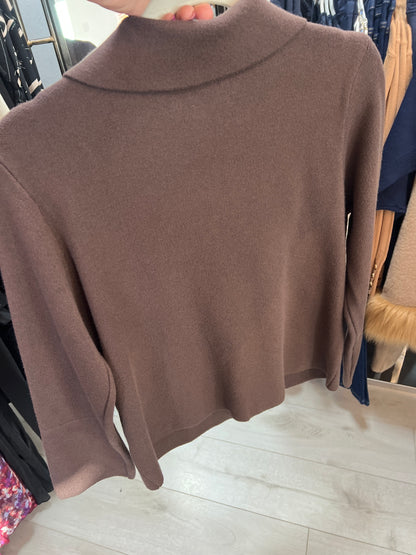 Aria Brown Cardigan Front Pockets
