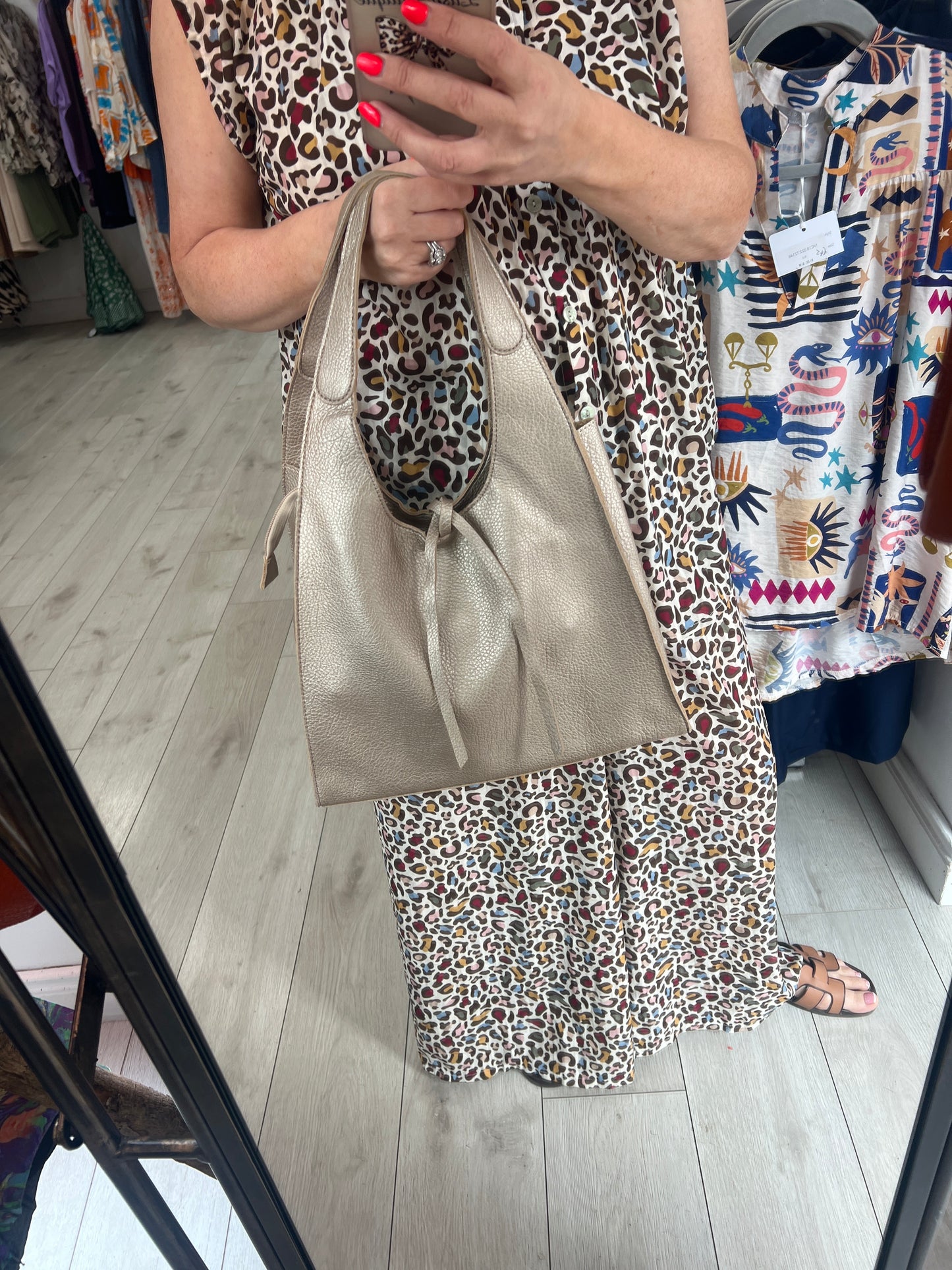 Light Taupe Soft Leatherette Shoulder Bag