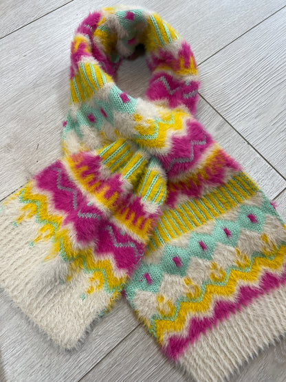 POM Hat & Scarf Set Cream/Pink/Mustard/Mint