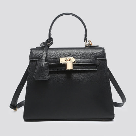 Black Leatherette Tote/Crossbody Bag