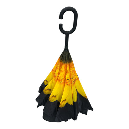 Upside Down Umbrella Sunflower & Black