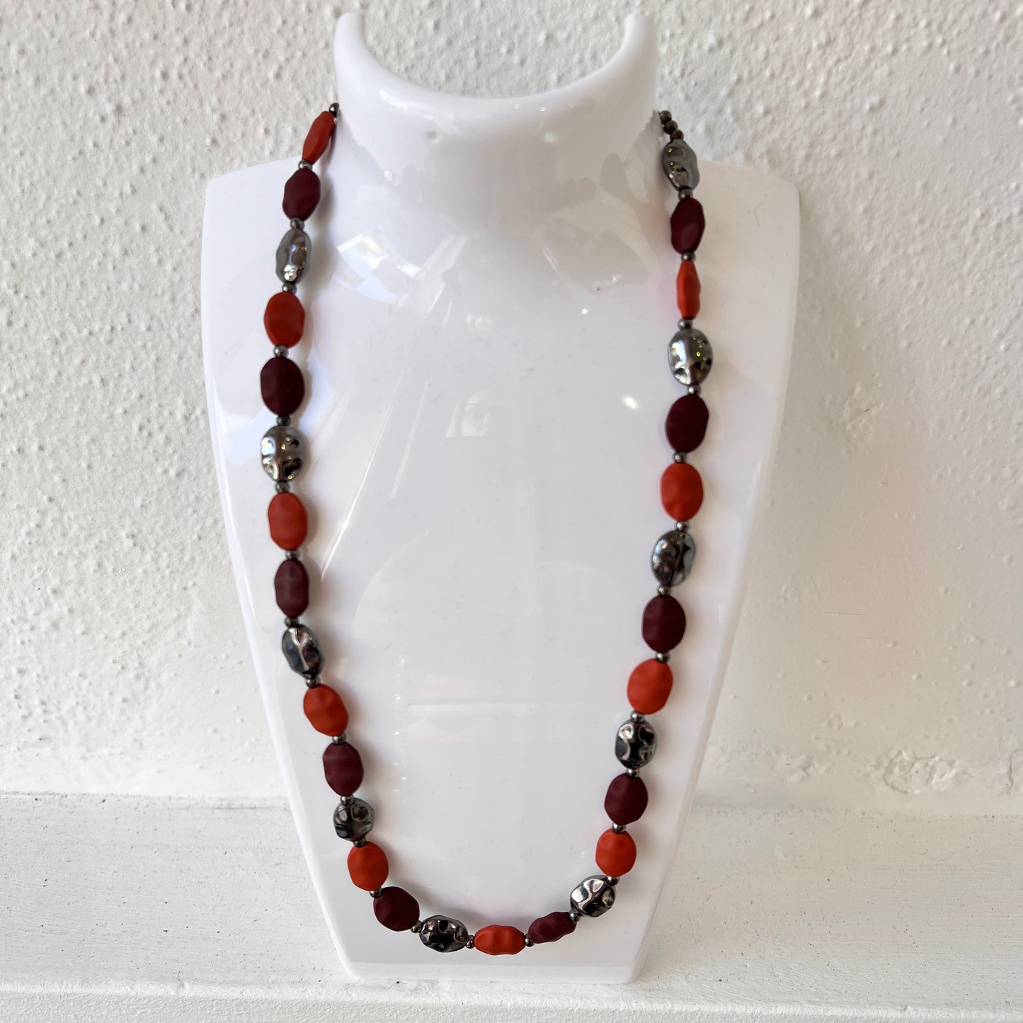 Rust, Brown & Grey Beaded Necklace