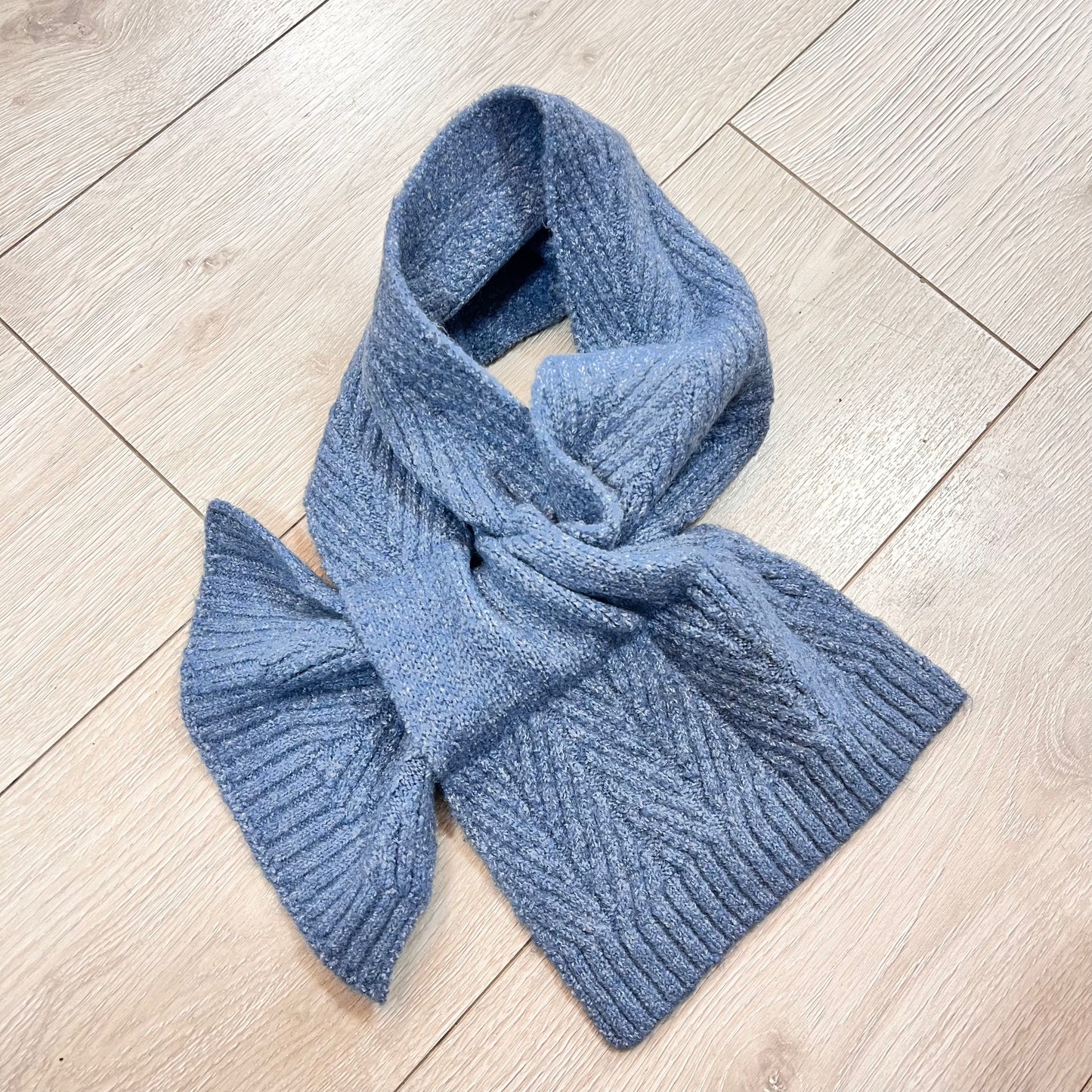 POM Blue Knit Collar Scarf