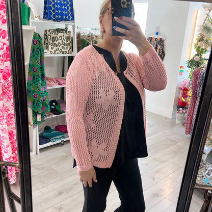 Olive Dusty Pink Fine Knit Cardigan