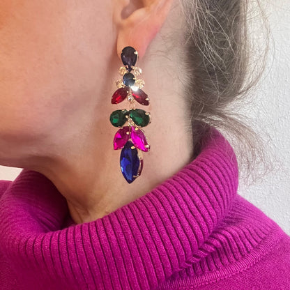 Multicoloured Jewelled Chandelier Earrings