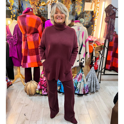 Florence Straight Leg Jeans/Front Pockets Wine (8-14)