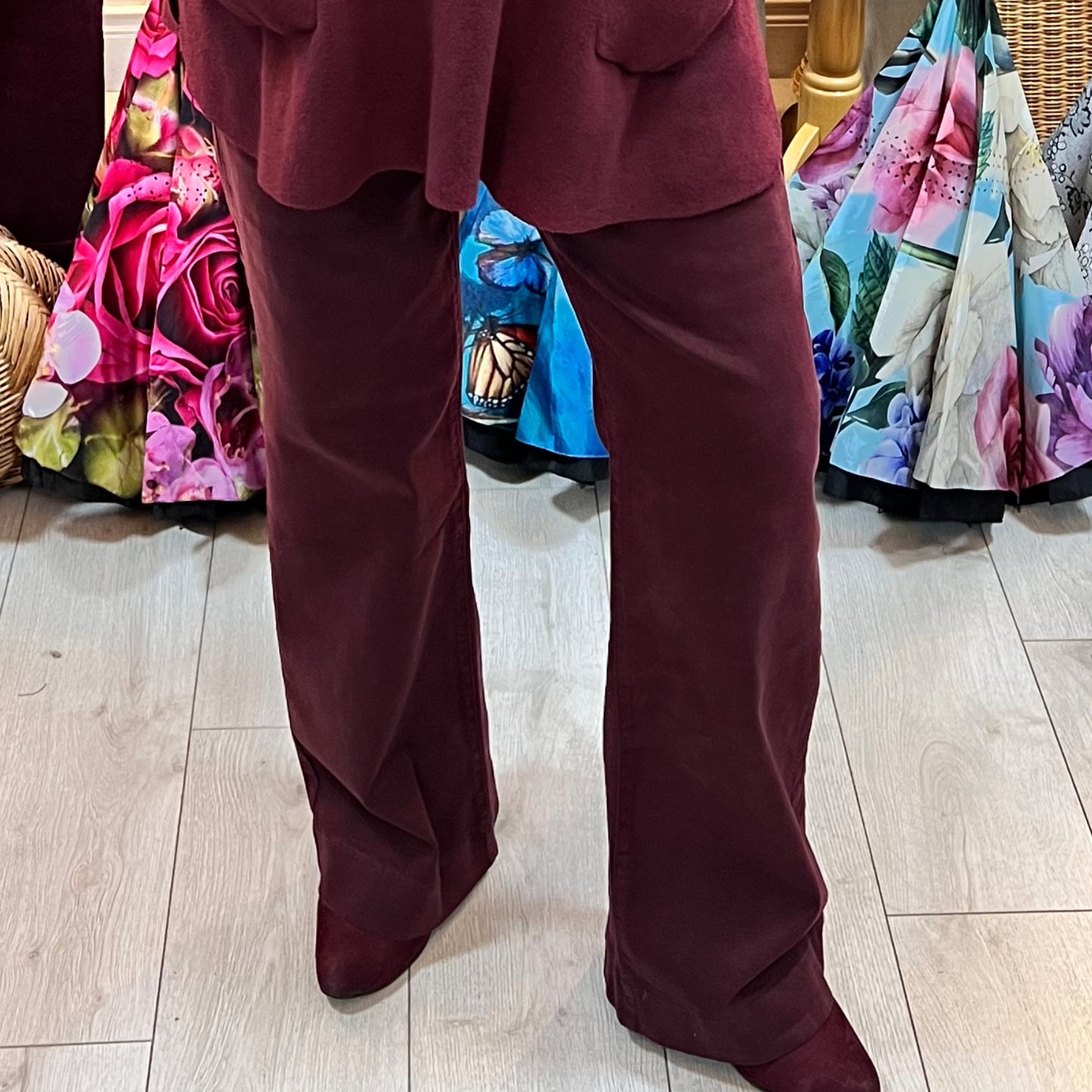 Florence Straight Leg Jeans/Front Pockets Wine (8-14)