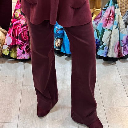 Florence Straight Leg Jeans/Front Pockets Wine (8-14)