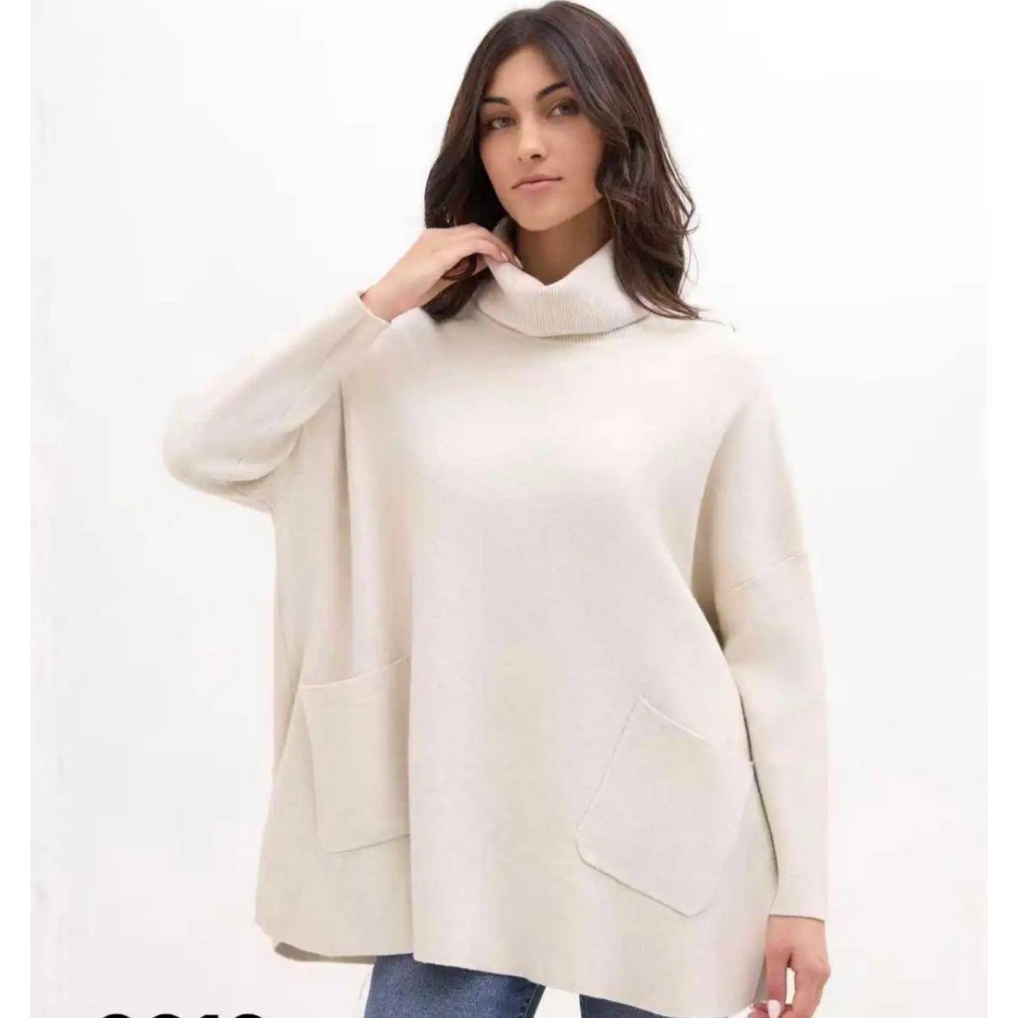 Emer Polo Neck Jumper/Pocket Brown (Fits 10-20)