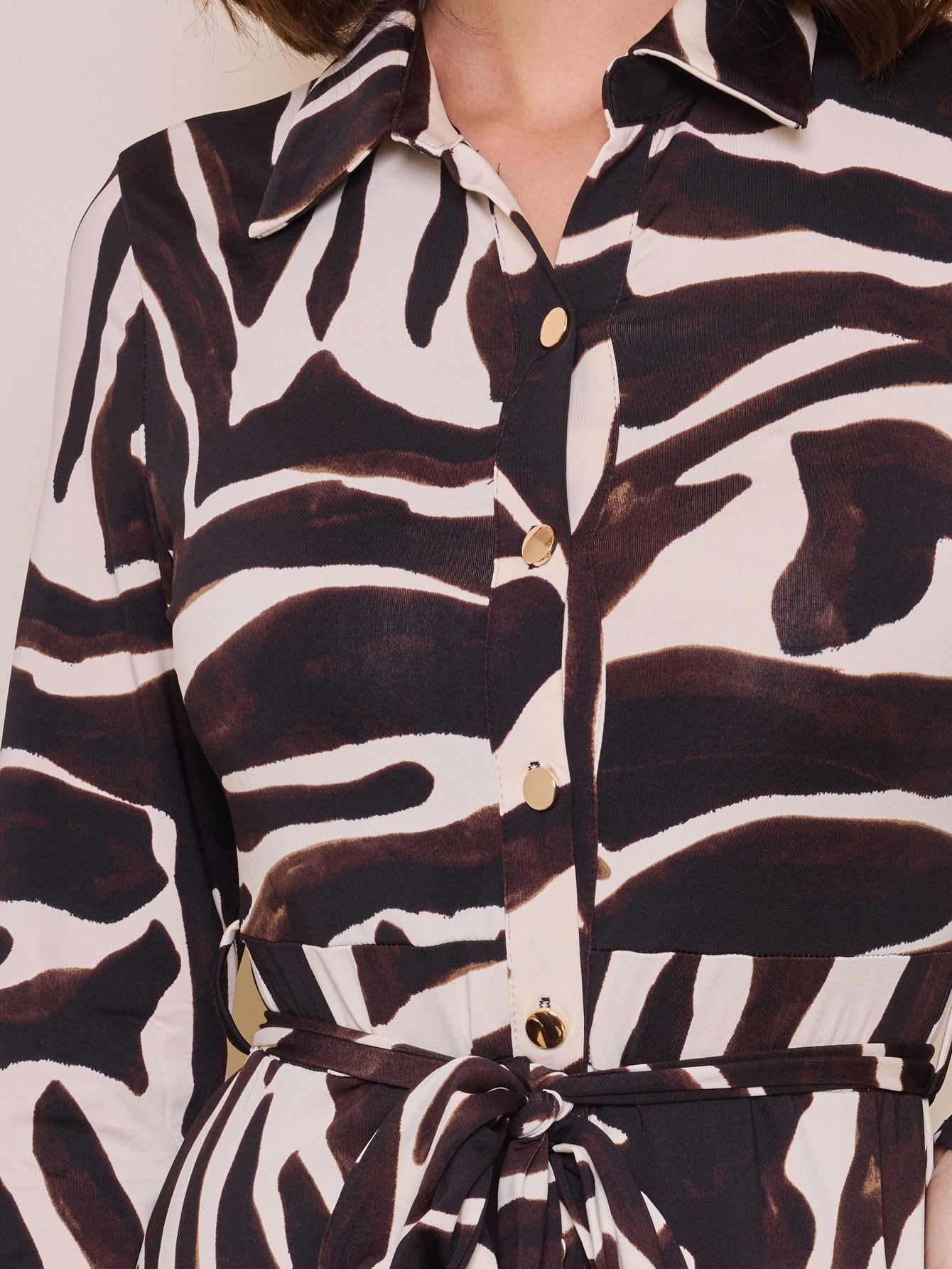 Catriona Chocolate & Beige Zebra Shirt Dress (8-14)