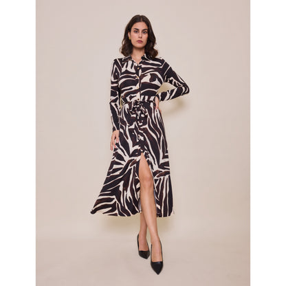 Catriona Chocolate & Beige Zebra Shirt Dress (8-14)