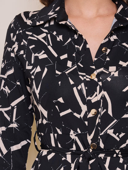 Hannah Black & Cream Shirt Dress (8-14)