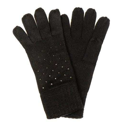 POM Black Crystal Embellished Gloves