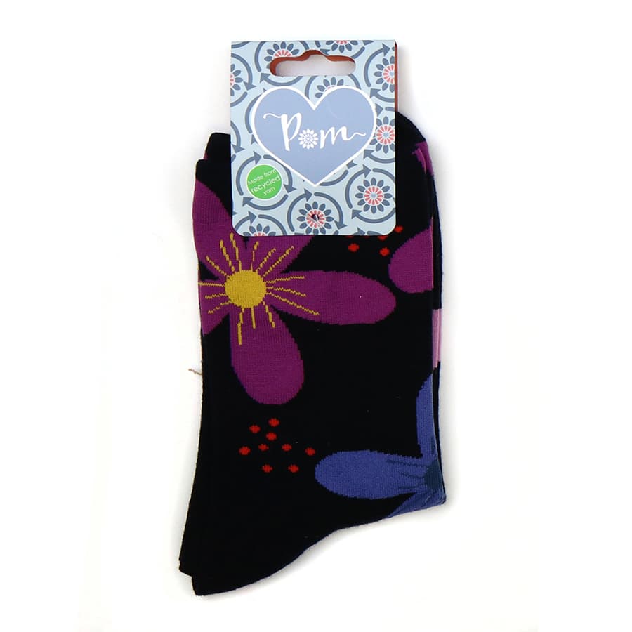 POM Navy Floral Socks
