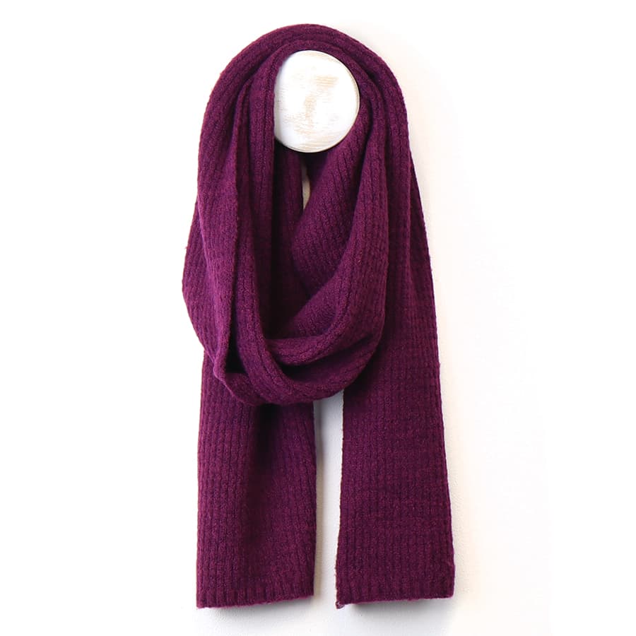 POM Recycled Ribbed Purple Berry Knitted Scarf