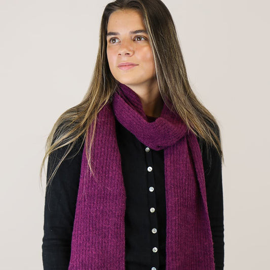 POM Recycled Ribbed Purple Berry Knitted Scarf