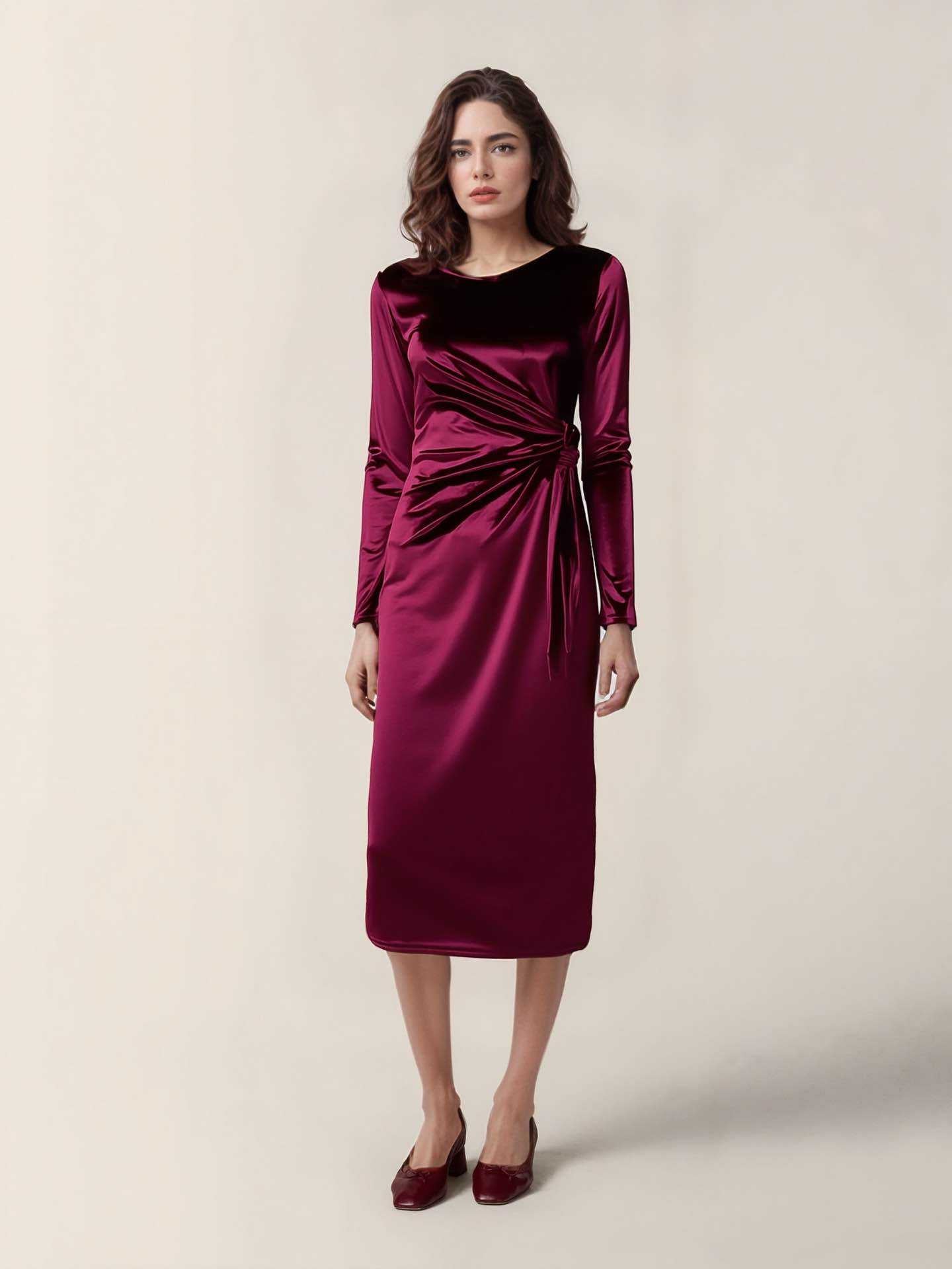 Rosa Burgandy Velvet Dress (One Size)