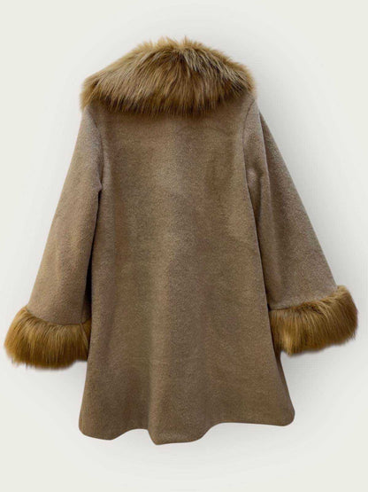 Jessica Coat Fur Trim Camel