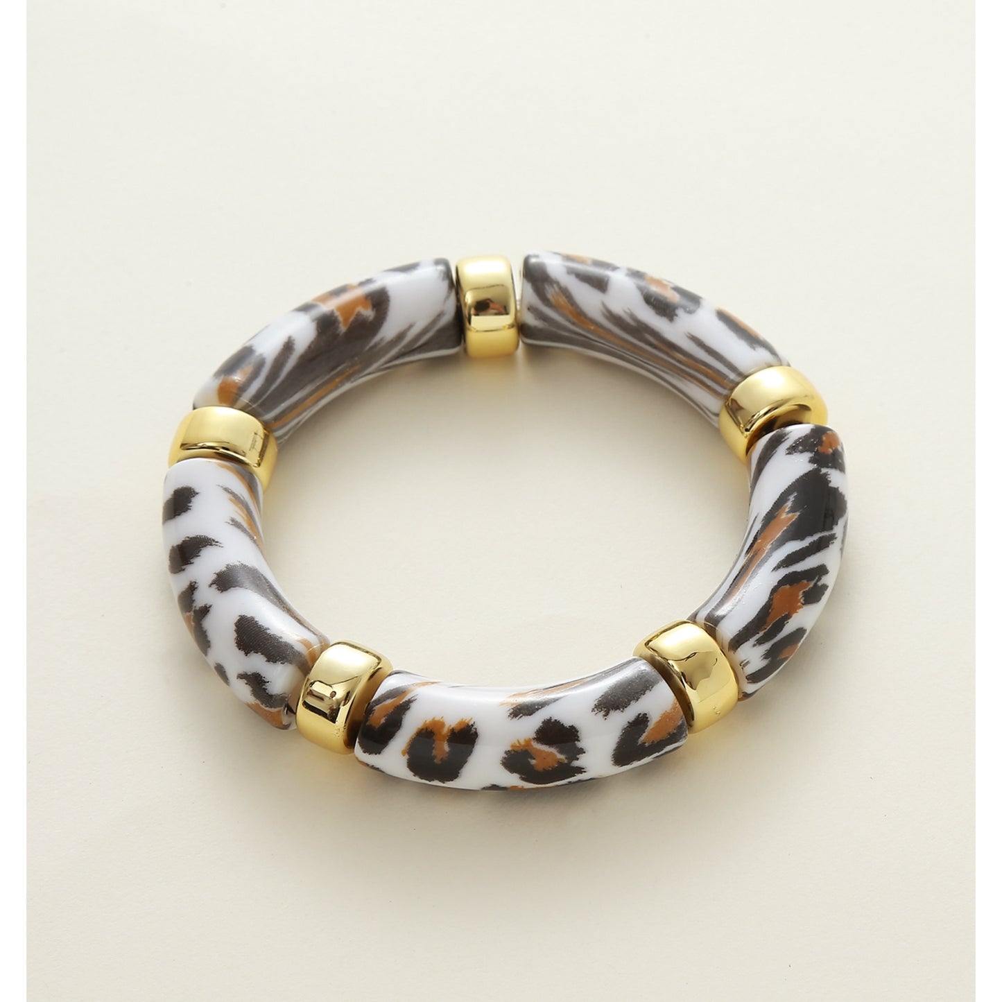 Leopard Elasticated Bracelet White