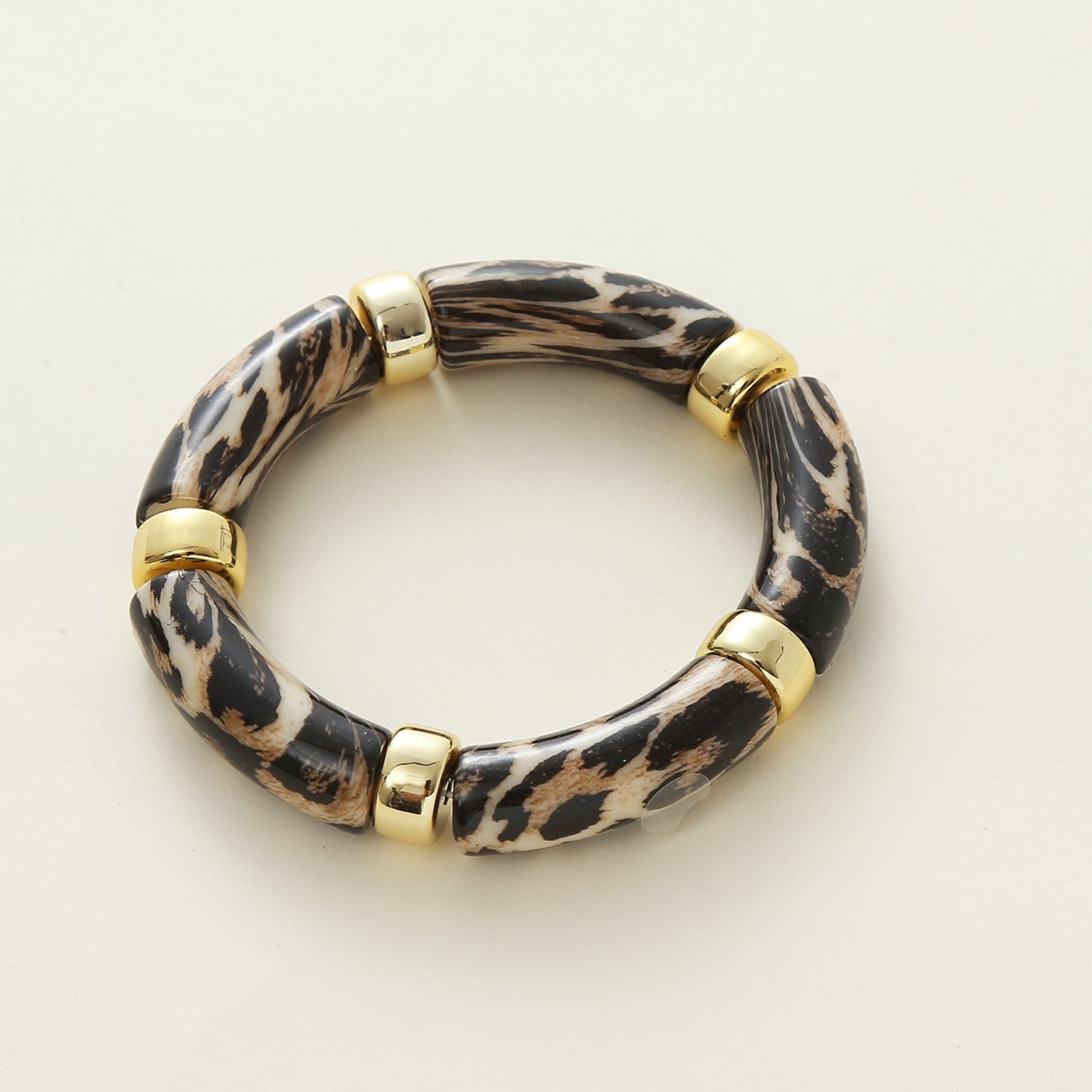 Leopard Elasticated Bracelet Cream