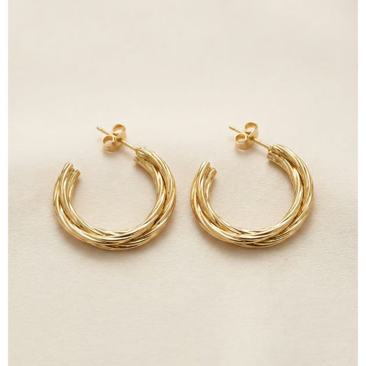 Gold Twist Hoop Earrings