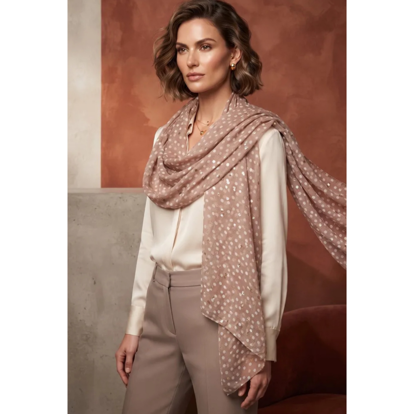 Taupe Scarf With Speckles