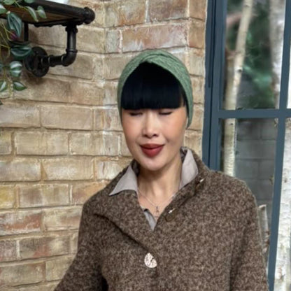 POM Green Cable Knit Headband