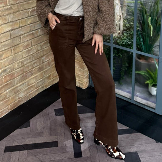 Rosie Brown Straight Leg Jeans Front Pockets