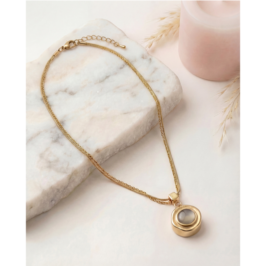Gold Fine Necklace Mocha Pendant