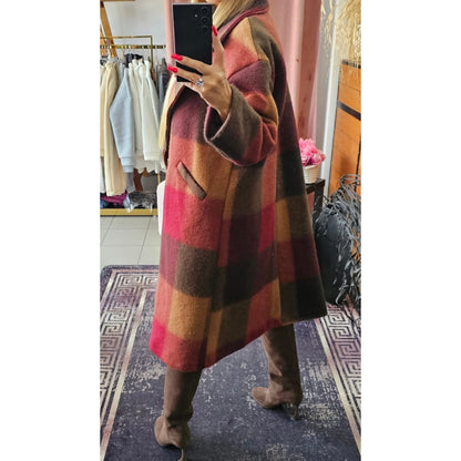 Checked Coat Wine Tan & Chocolate (Fits 12-20)