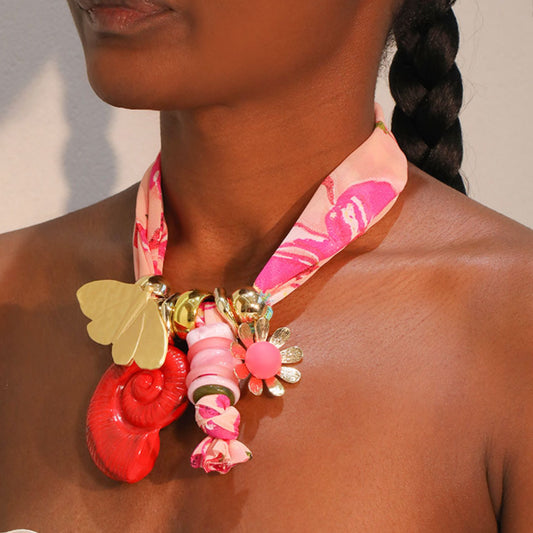 Pink Statement Fabric Necklace