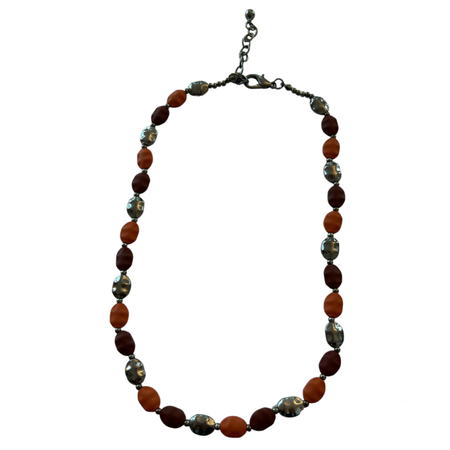 Rust, Brown & Grey Beaded Necklace